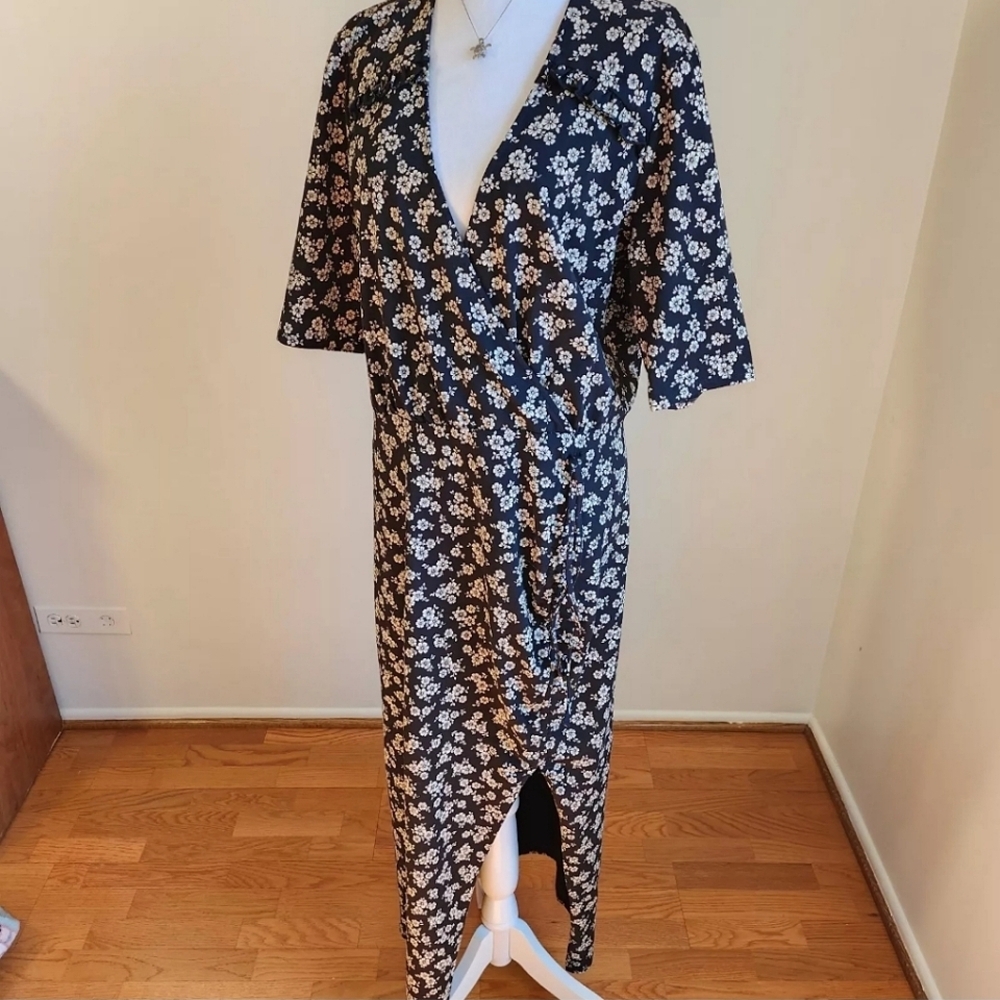 NWT Veronica Beard Women's Black White Mariposa Floral Maxi Ruched Dress XL - Picture 3 of 13